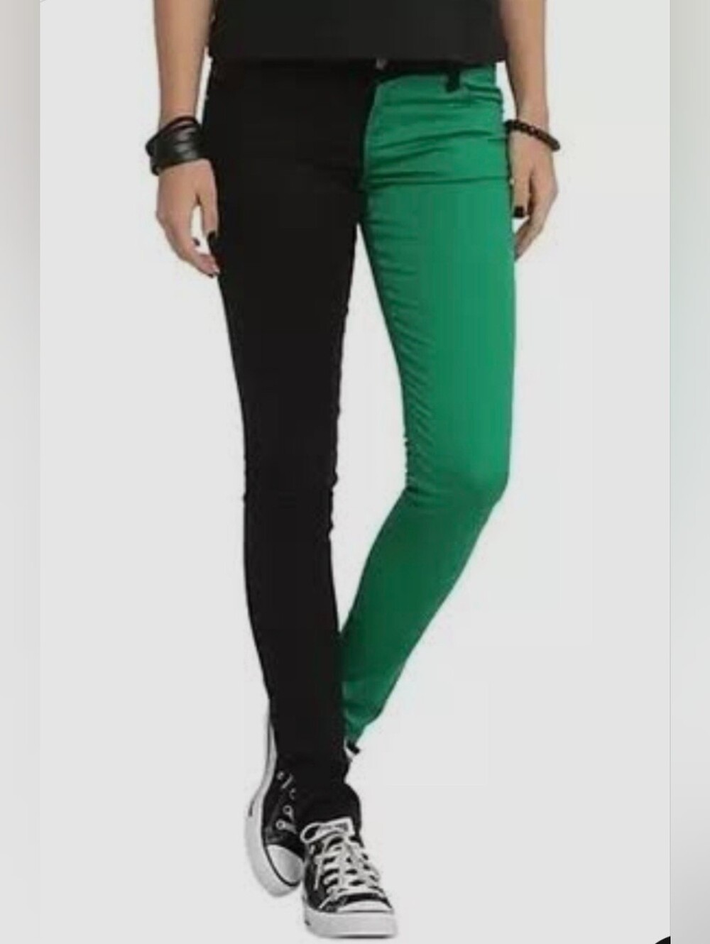 ​Royal Bones by Daang Green Black Split Leg Skinny Jeans Size 3 Mall Goth